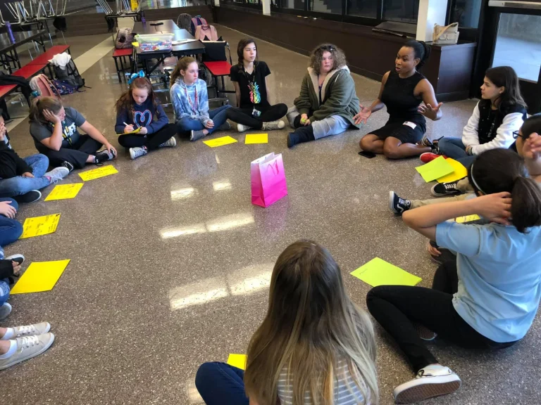 Girls taking part in a floor activity