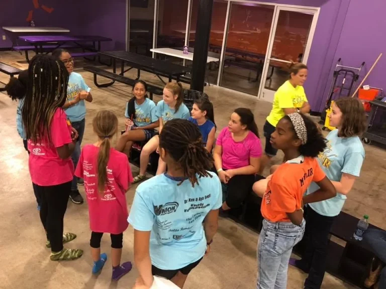 Girls talking together during a break