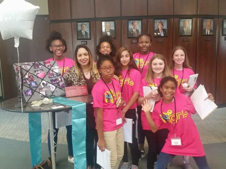 Girls with the work they prepared